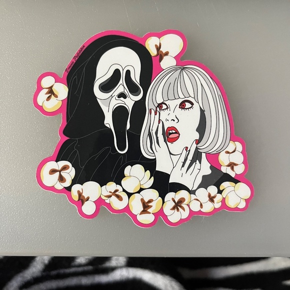 SCREAM Horror Movie Sticker — I Only Eat Popcorn at the Movies - Picture 2 of 3
